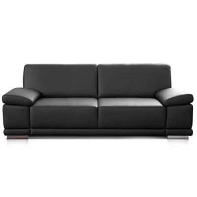 Abbildung von CAVADORE 2,5 Sitzer Sofa Corianne in Kunstleder / Kleines Leder hochwertigem und modernem Design Mit verstellbaren Armlehnen 191 x 80 99 schwarz