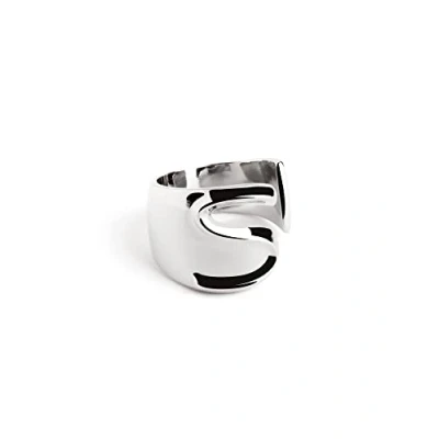 Abbildung von SINGULARU Personalisierter Ring Letter Signet Verstellbarer Massiver Messing mit 18kt Vergoldung. Einheitsgröße Damenschmuck Buchstabe S