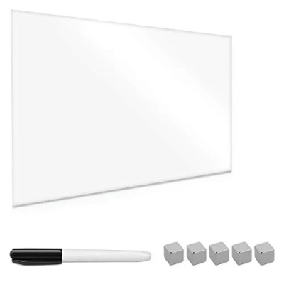 Abbildung von Navaris Magnettafel Magnetboard aus Glas 60x40 cm Tafel magnetisch zum Beschriften Magnetwand in Reinweiß inkl. Magnete Stift Halterung