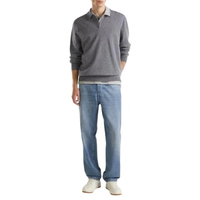Abbildung von United Colors of Benetton Plain WITH Chainstitch LOGO ON BACK Collar Langarmshirt, Herren, Größe: Large, Grey