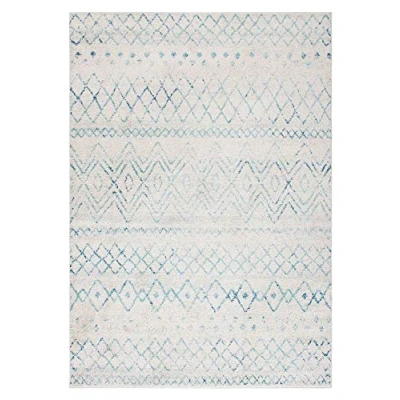 Abbildung von SAFAVIEH Boho Teppich für Wohnzimmer, Esszimmer, Schlafzimmer Madison Collection, Kurzer Flor, Elfenbein und Aqua, 91 X 152 cm
