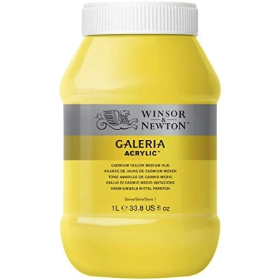 Abbildung von Winsor &amp; Newton 2154120 Galeria Acrylfarbe, hohe Pigmentierung, lichtecht, buttrige Konsistenz, 1000 ml Topf Kadmiumgelb Mittel
