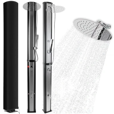 Abbildung von Steinkirch Solardusche Gartendusche Aussendusche Edelstahl Campingdusche 40l Outdoor Dusche Warmwasser Gartensolardusche Winterfest Handbrause Wasserhahn Thermometer XL Regenduschkopf 20 cm
