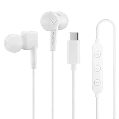 Abbildung von PALOVUE USB C Kopfhörer, In Ear Typ Kopfhörer mit Mikrofon und Lautstärkeregelung Kompatibel Google Pixel Samsung Oneplus Huawei Sony MacBook SoundFlow Weiß