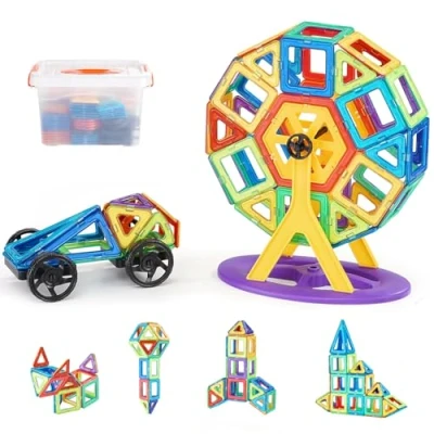 Abbildung von VEVOR Magnetic Building Kinder Spielzeug Magnetische Bausteine Blöcke 123 teilig