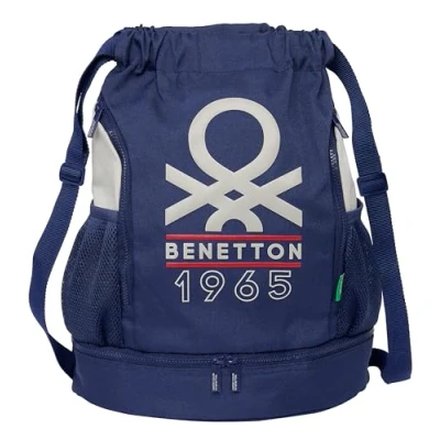 Abbildung von BENETTON VARSITY Rucksack, ideal für Kinder verschiedener Altersgruppen, bequem und vielseitig, Qualität Widerstandsfähigkeit, 34 x 15 43 cm, Marineblau/Grau, Marineblau / Grau, Estándar, Casual