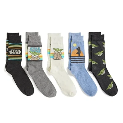 Abbildung von Star Wars Herren The Mandalorian 5 Pack Crew Lässige Socken, Grau Sortiert, 43 47 EU