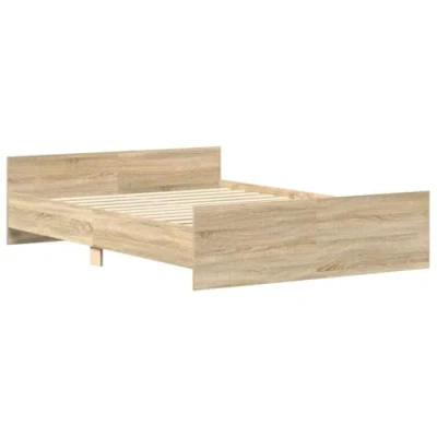 Abbildung von vidaXL Bettgestell, Bettrahmen mit Lattenrost, Bett Gästebett Kopfteil Fußteil, Doppelbett Schlafzimmerbett Schlafzimmermöbelt, Sonoma Eiche 120x200cm