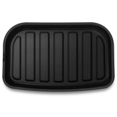 Abbildung von Spigen Tesla Model Y Hintere Kofferraummatte für Aufbewahrung, Stoßfestes XPE Material zum Schutz der Innenfächer, wasserdichte Oberfläche Kofferraumwanne Zubehör Carbon Edition