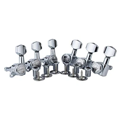 Abbildung von Guyker Guitar Locking Tuners (6 for Left) 1:18 Lock String Tuning Key Pegs Machine Head with Hexagonal Handle Replacement ST TL SG LP Style Electric, Folk or Acoustic Guitars Chrome