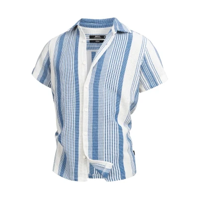 Abbildung von Indicode Herren INCosby Kurzarmhemd mit Button Down Kragen Herrenhemd gestreift Kurzarm Hemd Surf S