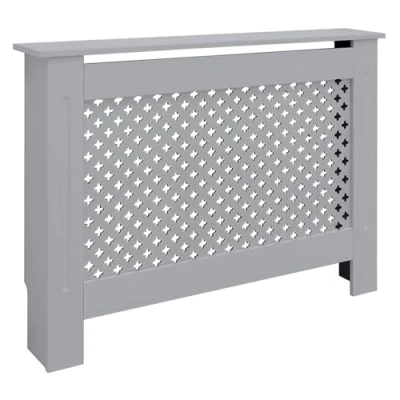 Abbildung von ECD Germany Heizkörperverkleidung mit Wabenmuster 112x19x82 cm Grau aus MDF lackiert für Schlafzimmer Wohnzimmer, Heizungsverkleidung Heizkörperabdeckung Heizungsabdeckung Heizung Heizkörper Abdeckung