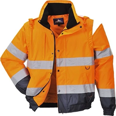 Abbildung von Portwest 2 in 1 Sicherheitsjacke. Farbe: Orange/Marineblau, Größe: L, C468ORRL