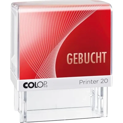 Abbildung von COLOP Stempel Textstempel Printer 20 mit Textplatte GEBUCHT, selbstfärbend, ro