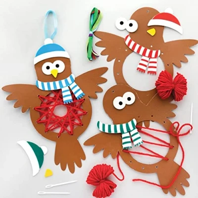 Abbildung von Baker Ross FE896 Rotkehlchen Webe Bastelset 5er Pack, Weihnachtsbasteln für Kinder, Nähen und Weben Weihnachtsbastelse