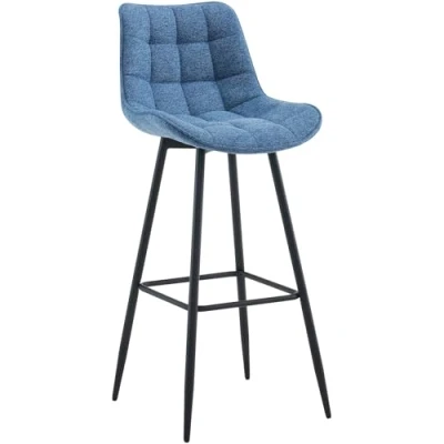 Abbildung von CLP Barhocker Dartford I Gepolsterter Barstuhl Tresenhocker mit Metall Gestell und Rückenlehne, Farbe:blau, Material:Stoff