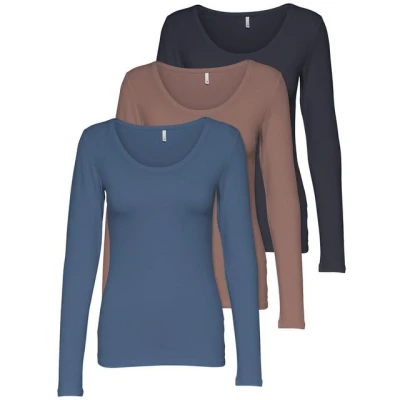 Abbildung von ONLY 3 PACK Langarmshirt, Damen, Größe: Large, Mix 4 mb ii bu