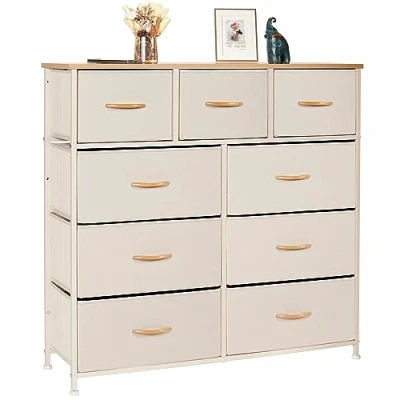 Abbildung von LYNCOHOME kommode mit Schubladen aus Stoff, Sideboard Wohnzimmer 9 Stoffschubladen, Schlafzimmer Flur, komode komodenschrank flurschrank für Küche Büro Flur