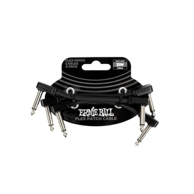 Abbildung von Ernie Ball Flex Patch Kabel 8 cm Schwarz 3er Pack