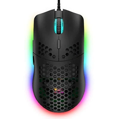 Abbildung von Kabelgebundene Gaming Maus, 6 RGB Beleuchtung 6400 DPI Programmierbare USB Mäuse mit Tasten, ergonomisches Honeycomb Shell Design für PC Spieler sowie Xbox und PS4 Benutzer