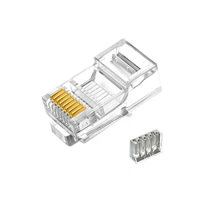 Abbildung von 50 Stück Cat6 RJ45 Steckverbinder, Stecker, 2 teiliger Kristall, ungeschirmte Enden, UTP 8P8C, modularer Netzwerkstecker