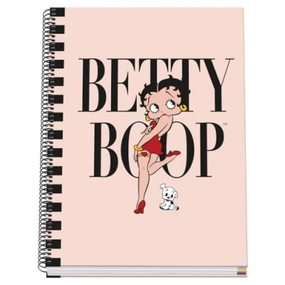 Abbildung von DOHE Notizbuch, A4, kariert, Spiralbindung, 100 Blatt, 90 g/m², 5 mm, Hardcover, Betty Boop, Schulmaterial Rosa