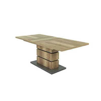 Abbildung von byLIVING Säulentisch BEA , ausziehbar, Synchronauszug, Artisan Eiche/Anthrazit, Holzwerkstoff, braun, 190 x 86, H 75 cm