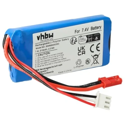 Abbildung von vhbw Akku kompatibel mit BEC Stecker für Modellbau z.B. Racing Car, Helikopter, Flugzeug (610mAh, 7,4V, Li Polymer, 74 x 31 8 mm)