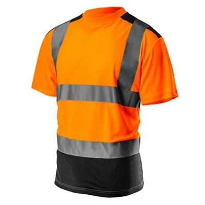 Abbildung von NEO TOOLS Profi Warnschutz T Shirt Kurzarm Arbeitsshirt Arbeits Warnshirt reflektierende Zonen Arbeitshemd orange oder gelb S XXL (orange, XL)