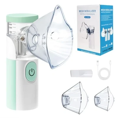Abbildung von Inhalationsgerät Maschine für Erwachsene, Wiederaufladbare Tragbare Inhaliergeräte Erwachsene und Kinder, Leise Inhalator Kinder (Grün Weiß)