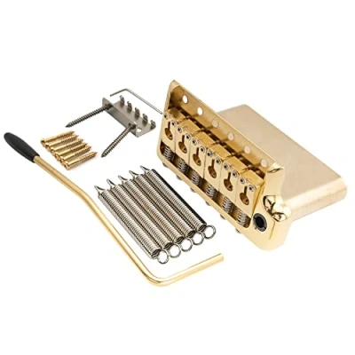 Abbildung von Musiclily Ultra 52,5 mm Messing PRS Style Gitarre Tremolo Bridge 6 Schrauben Steg Messerkante für Strat E Gitarre, Gold