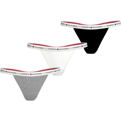 Abbildung von Tommy Hilfiger Tanga Thong 3 PACK String, Damen, Größe: 36, Light grey heather/white/black