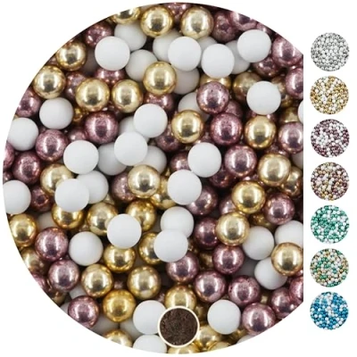 Abbildung von EinsSein 1kg Schokokugeln Mix mini weiss gold rosa metallic 1 cm Gastgeschenke Hochzeit, Taufe, Kommunion, Weihnachten perfekt für Reagenzgläser Alternative Schokolinsen, Hochzeitsmandeln