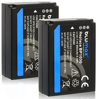 Abbildung von Blumax Akku für Samsung BP1030 / BP1130 850mAh kompatibel mit NX 500 300 200 210 1000 1100 100 (2X Akku)