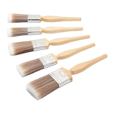 Abbildung von Fit For The Job FFJDBS5 Heimwerker Pinselset Diamond für glattes Finish mit Dispersions, Glanz und Satinfarben auf Wänden, Decken, Möbeln, Holz Metall, Beige, Silver, 5 teiliges Set, Stück