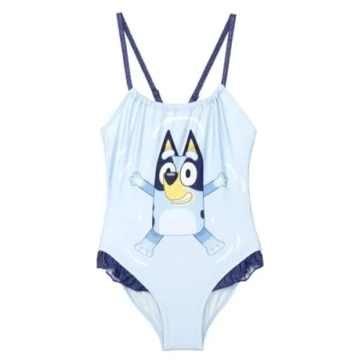 Abbildung von Bluey Kinderbadeanzug Blau Größe 4 Jahre Mädchenbadeanzug aus 85% Polyester und 15% Elastan 210 g/qm Schnelltrocknendes Material Original Produkt Designed in Spain