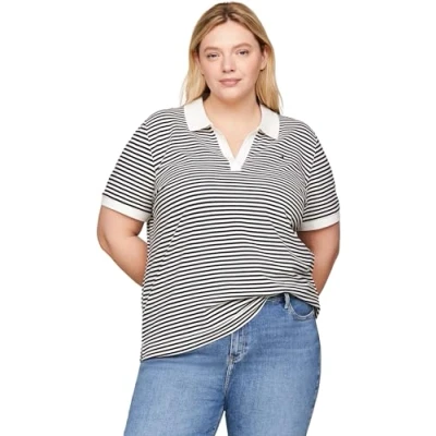 Abbildung von Tommy Hilfiger Curve OPEN Placket Tshirt print, Damen, Größe: 48, Desert sky/white