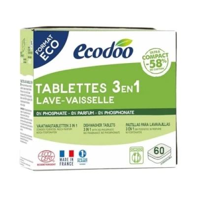Abbildung von Ecodoo Geschirrspüler Wachstabletten 3in1 konzentriert XL bio 60pcs