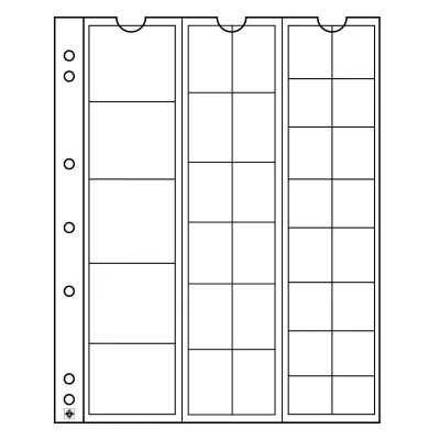 Abbildung von Leuchtturm, Numis, Blätter (4 Ringe) für Münzen Verschiedene Größen (33 Stk.) Transparent Abm: 193x217 mm. pro 5 Stk.