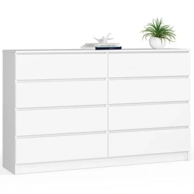 Abbildung von AKORD Kommode mit 8 Schubladen Komodenschrank Funktional Für Wohnzimmer Schlafzimmer Langlebig Rollenführung Universelles Design ABS Kante 40x160x99cm