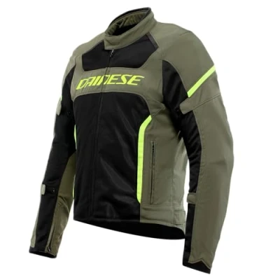 Abbildung von Dainese Air Frame 3 Tex Jacket, Sommer Motorradjacke mit herausnehmbarem, winddichtem Innenfutter, Mann, Armeegrün/Schwarz/Fluo Gelb, 44