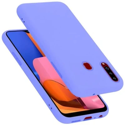 Abbildung von Cadorabo Hülle kompatibel mit Samsung Galaxy A20s Silikon Handyhülle für Case aus flüssigem Silikon, Kratzfeste und stoßfeste Schutzhülle Liquid HELL LILA