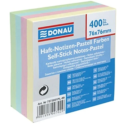Abbildung von DONAU 7573001PL 99 Haftnotizen, 76 x mm, 1x400 Blätter, Pastell