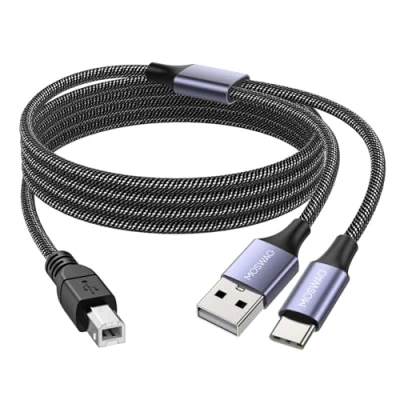 Abbildung von MOSWAG USB 2in1 5M Druckerkabel mit C zu MIDI Kabel Druckerkabel, B Kabel, Kompatibel Musikinstrument, Klavier, Keyboard, Mikrofon