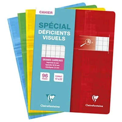 Abbildung von Clairefontaine 63796C Heft 17x22 cm, 48 Blatt französische Lineatur, schwarze Lineatur 2,5mm 10x10, ideal für Sehbehinderte, 90g, farbig sortiert, 1 Stück