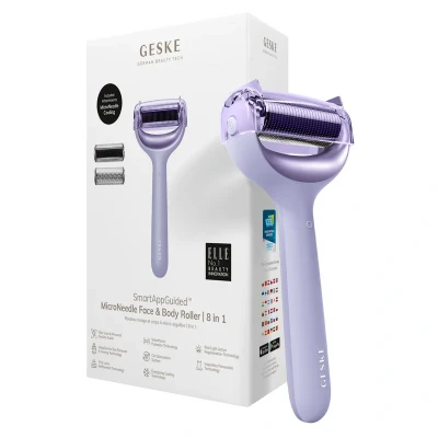 Abbildung von Geske Microneedle FACE BODY Roller 8 IN 1 Smartappguided Gesichtspflege Zubehör, Größe: One Size, Purple