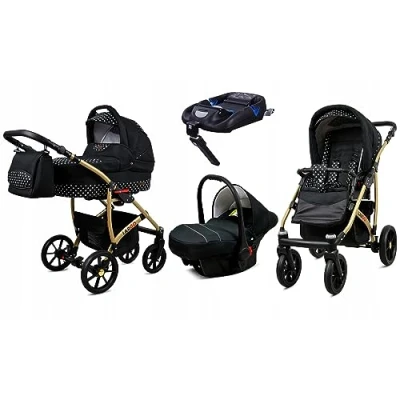 Abbildung von BabyLux® Kinderwagen Set 4 in 1 Largo incl. Babywanne, Buggy Sportsitz, Auto Babyschale, ISOFIX Basisstation Autositz Kinderwagenset Kombikinderwagen mit Wickeltasche usw.