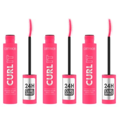 Abbildung von Catrice Curl IT Volume &amp; Mascara, Nr. 010, Schwarz, langanhaltend, volumengebend, schwunggebend, intensiv, vegan, ohne Mikroplastikpartikel, Nanopartikel frei, Parfüm, 3er Pack (3x11ml)