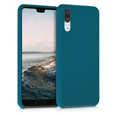 Abbildung von kwmobile Hülle kompatibel mit Huawei P20 Silikon Handy Case Handyhülle weiche Oberfläche kabelloses Laden Petrol matt