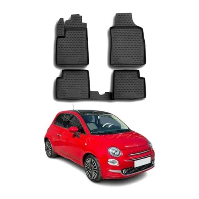 Abbildung von OMAC 2525444 Fußmattensatz Gummi, TPE (thermoplastischer Elastomer) 4 schwarz FIAT: 500 Schrägheck